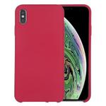 For iPhone X / XS Pure Color Liquid Silicone + PC Dropproof Protective Back Cover Case(Rose Red)