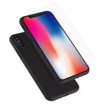For iPhone X 360 Degree Full Coverage Detachable PC Protective Cover Case with Tempered Glass Film (Black)