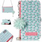 For iPhone X / XS Daisy Flower Pattern Horizontal Flip Leather Case with Holder & Card Slots & Pearl Flower Ornament & Chain