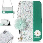 For iPhone X / XS Orchid Flower Pattern Horizontal Flip Leather Case with Holder & Card Slots & Pearl Flower Ornament & Chain