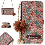 For iPhone X / XS Impatiens Balsamina Pattern Horizontal Flip Leather Case with Holder & Card Slots & Pearl Flower Ornament & Chain