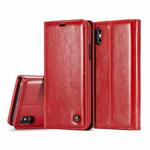 CaseMe-003 for   iPhone X / XS   PU + PC Business Style Crazy Horse Texture Horizontal Flip Leather Case with Holder & Card Slots & Wallet(Red)