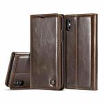 CaseMe-003 for   iPhone X / XS   PU + PC Business Style Crazy Horse Texture Horizontal Flip Leather Case with Holder & Card Slots & Wallet(Brown)