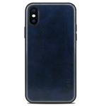 For iPhone X MOFI Shockproof PU Paste Protective Back Case(Navy Blue)