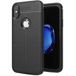 For iPhone X / XS Litchi Texture TPU Protective Back Cover Case (Black)