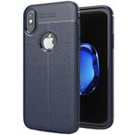 For iPhone X / XS Litchi Texture TPU Protective Back Cover Case (navy)