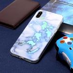 For iPhone X / XS Blue Gold Marble Pattern Soft Protective Back Cover Case