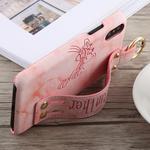 For iPhone X Painted Pattern PU+PC Case with Holder(Pink Panther)