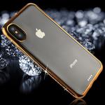 For iPhone X / XS Diamond Electroplating Border TPU Transparent Protective Back Cover Case (Gold)