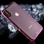 For iPhone X / XS Diamond Electroplating Border TPU Transparent Protective Back Cover Case (Magenta)