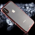 For iPhone X / XS Diamond Electroplating Border TPU Transparent Protective Back Cover Case (Rose Gold)