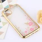 For iPhone 11 Pro Max Flowers Patterns Electroplating Soft TPU Protective Cover Case  (Gold)