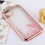 For iPhone 11 Pro Max Flowers Patterns Electroplating Soft TPU Protective Cover Case  (Rose Gold)