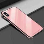 For iPhone XS Max SULADA Metal Frame Toughened Glass Case (Pink)