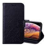 Rose Embossed Horizontal Flip PU Leather Case for iPhone XS Max, with Holder & Card Slots & Wallet(Black)