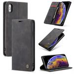 For iPhone XS Max CaseMe-013 Multifunctional Retro Frosted Horizontal Flip Leather Case with Card Slot & Holder & Wallet(Black)