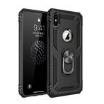 For iPhone XS Max Sergeant Armor Shockproof TPU + PC Protective Case with 360 Degree Rotation Holder (Black)