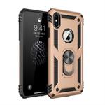 For iPhone XS Max Sergeant Armor Shockproof TPU + PC Protective Case with 360 Degree Rotation Holder (Gold)