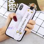 Marble Pattern Shockproof TPU Case for iPhone XS Max, with Wristband & Holder (Purple)
