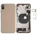 Battery Back Cover Assembly (with Side Keys & Speaker Ringer Buzzer & Motor & Camera Lens & Card Tray & Power Button + Volume Button + Charging Port + Signal Flex Cable & Wireless Charging Module) for iPhone XS Max(Gold)