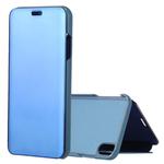 For iPhone XS Max Electroplating Mirror Horizontal Flip Leather Case with Holder (Blue)