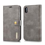 For iPhone XS Max DG.MING Crazy Horse Texture Flip Detachable Magnetic Leather Case with Holder & Card Slots & Wallet (Grey)