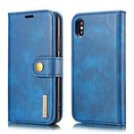 For iPhone XS Max DG.MING Crazy Horse Texture Flip Detachable Magnetic Leather Case with Holder & Card Slots & Wallet (Blue)