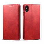 For iPhone XS Max Suteni Calf Texture Horizontal Flip Leather Case with Holder & Card Slots & Wallet(Red)