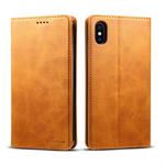 For iPhone XS Max Suteni Calf Texture Horizontal Flip Leather Case with Holder & Card Slots & Wallet(Brown)