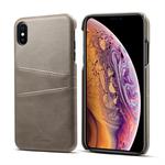 For iPhone XS Max Suteni Calf Texture Protective Case with Card Slots(Grey)