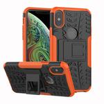 For iPhone XS Max Tire Texture TPU+PC Shockproof Case with Holder(Orange)