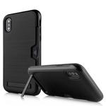 Ultrathin TPU + PC Protective Case for iPhone XS Max, with Card Slot & Holder(Black)