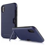 Ultrathin TPU + PC Protective Case for iPhone XS Max, with Card Slot & Holder(Navy Blue)