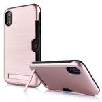 Ultrathin TPU + PC Protective Case for iPhone XS Max, with Card Slot & Holder(Rose Gold)