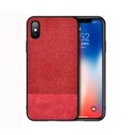 For iPhone XS Max Shockproof Splicing PU + Cloth Protective Case (Red)