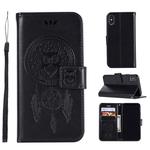 For iPhone XS Max Wind Chime Owl Embossing Pattern Horizontal Flip Leather Case with Holder & Card Slots & Wallet (Black)