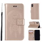 For iPhone XS Max Wind Chime Owl Embossing Pattern Horizontal Flip Leather Case with Holder & Card Slots & Wallet (Gold)