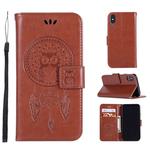 For iPhone XS Max Wind Chime Owl Embossing Pattern Horizontal Flip Leather Case with Holder & Card Slots & Wallet (Brown)