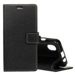 For iPhone XS Max Litchi Texture Horizontal Flip Leather Case with Holder & Card Slots & Wallet (Black)