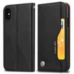 For iPhone XS Max Knead Skin Texture Horizontal Flip Leather Case with Photo Frame & Holder & Card Slots & Wallet(Black)