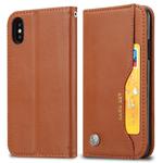 For iPhone XS Max Knead Skin Texture Horizontal Flip Leather Case with Photo Frame & Holder & Card Slots & Wallet(Brown)