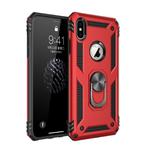 For iPhone XS Max Armor Shockproof TPU + PC Protective Case with 360 Degree Rotation Holder (Red)