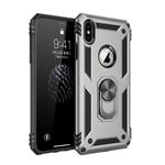 For iPhone XS Max Armor Shockproof TPU + PC Protective Case with 360 Degree Rotation Holder (Silver)