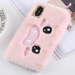 For iPhone XS Max Wacky expression Pattern Plush Case (Pink)