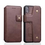 For iPhone XS Max Cowhide Texture Magnetic Absorption Detachable Horizontal Flip Leather Case with Holder & Card Slots & Wallet (Coffee)