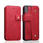 For iPhone XS Max Cowhide Texture Magnetic Absorption Detachable Horizontal Flip Leather Case with Holder & Card Slots & Wallet (Red)