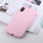 For iPhone XS Max Shockproof Solid Color Liquid Silicone Feel TPU Case (Pink)