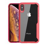 For iPhone XS Max Transparent PC + TPU Full Coverage Shockproof Protective Case (Red)