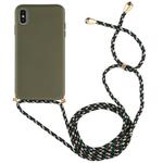For iPhone XS Max TPU Anti-Fall Mobile Phone Case With Lanyard (Green)