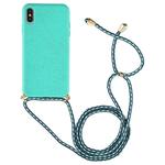 For iPhone XS Max TPU Anti-Fall Mobile Phone Case With Lanyard (Blue)